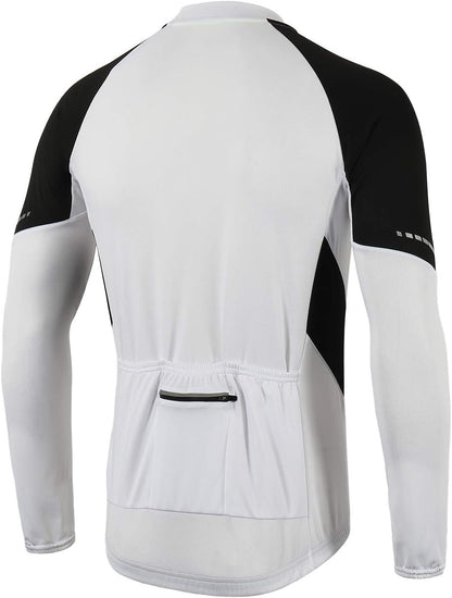 BERGRISAR Men's Basic Cycling Jerseys Long Sleeves Bike Bicycle Shirt Zipper Pockets BG012