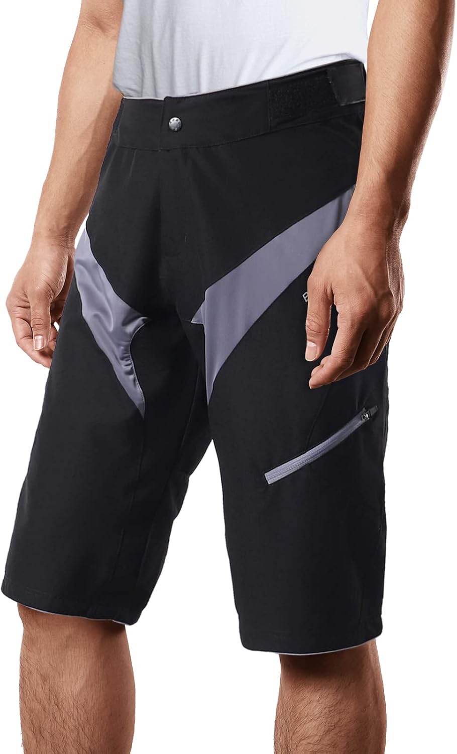 BERGRISAR Mountain Bike Shorts for Men MTB Shorts Loose-fit Cycling Shorts Water Resistant Grey S