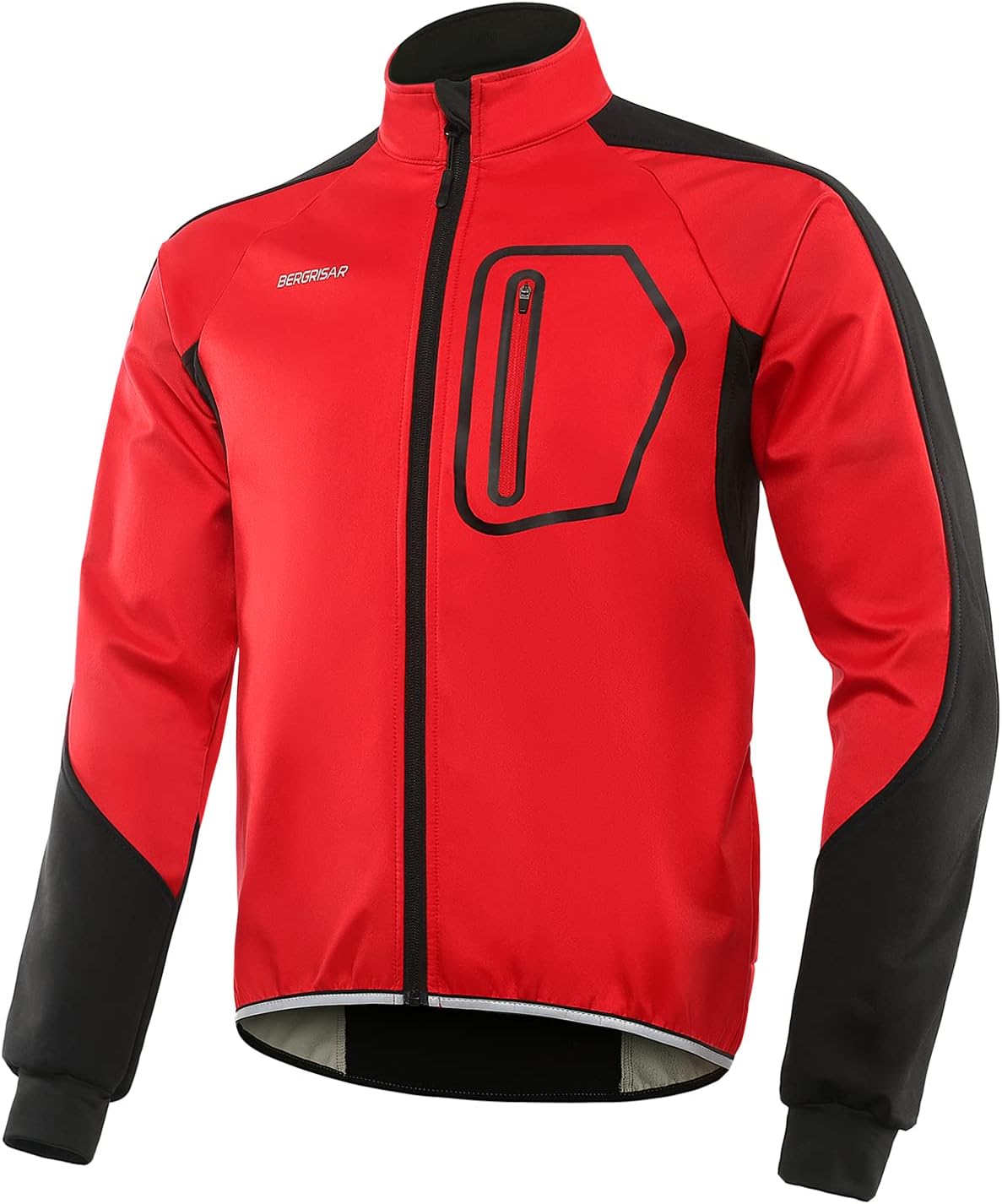 BERGRISAR Men's Cycling Jacket Winter Softshell Fleece Biking Jacket Thermal Running Windbreaker BG011