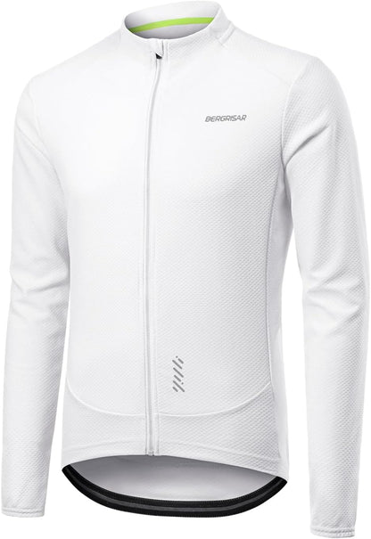 BERGRISAR Men's Long Sleeve Cycling Jersey Spring Fall Road Bike Shirt Biking Bicycle Mountain Bike Jersey