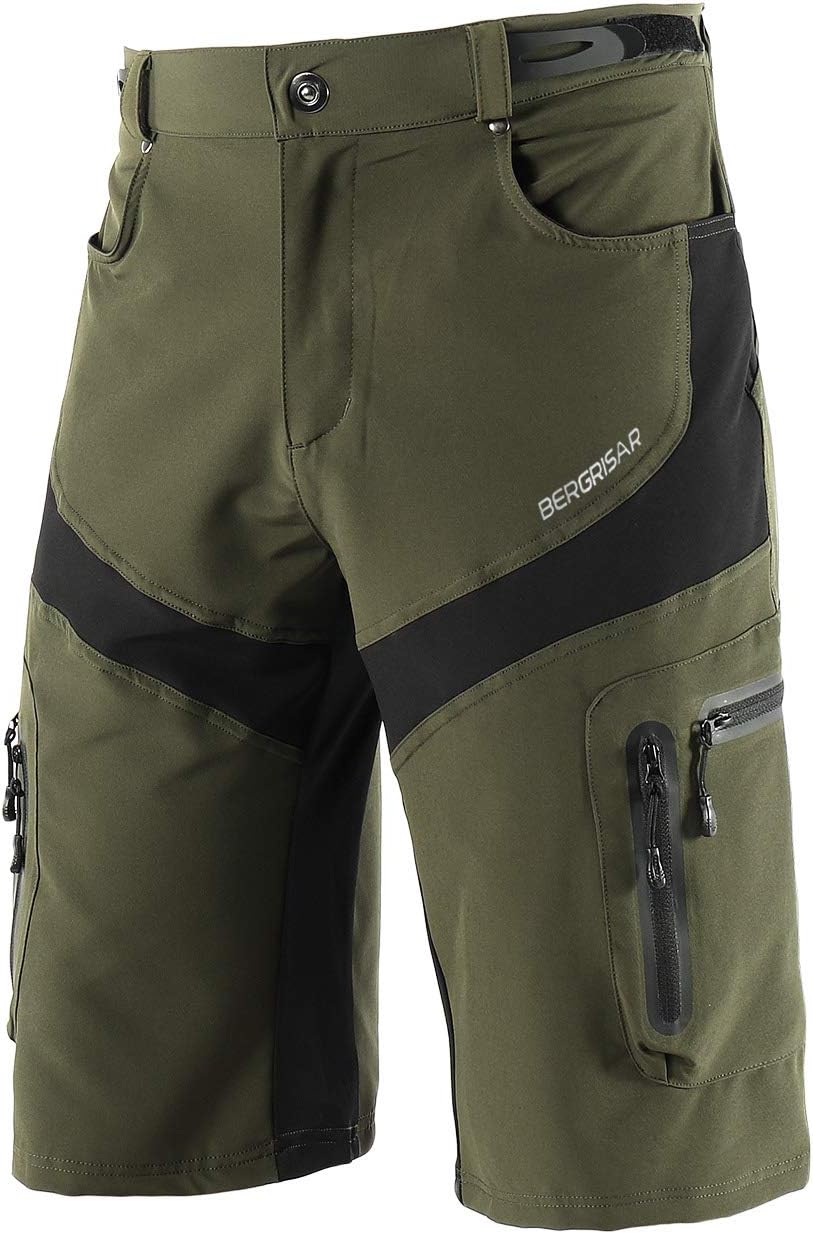 BERGRISAR Men's Cycling Shorts Mountain Bike Shorts Bicycle Shorts Biking Shorts Zipper Pockets 1806BG