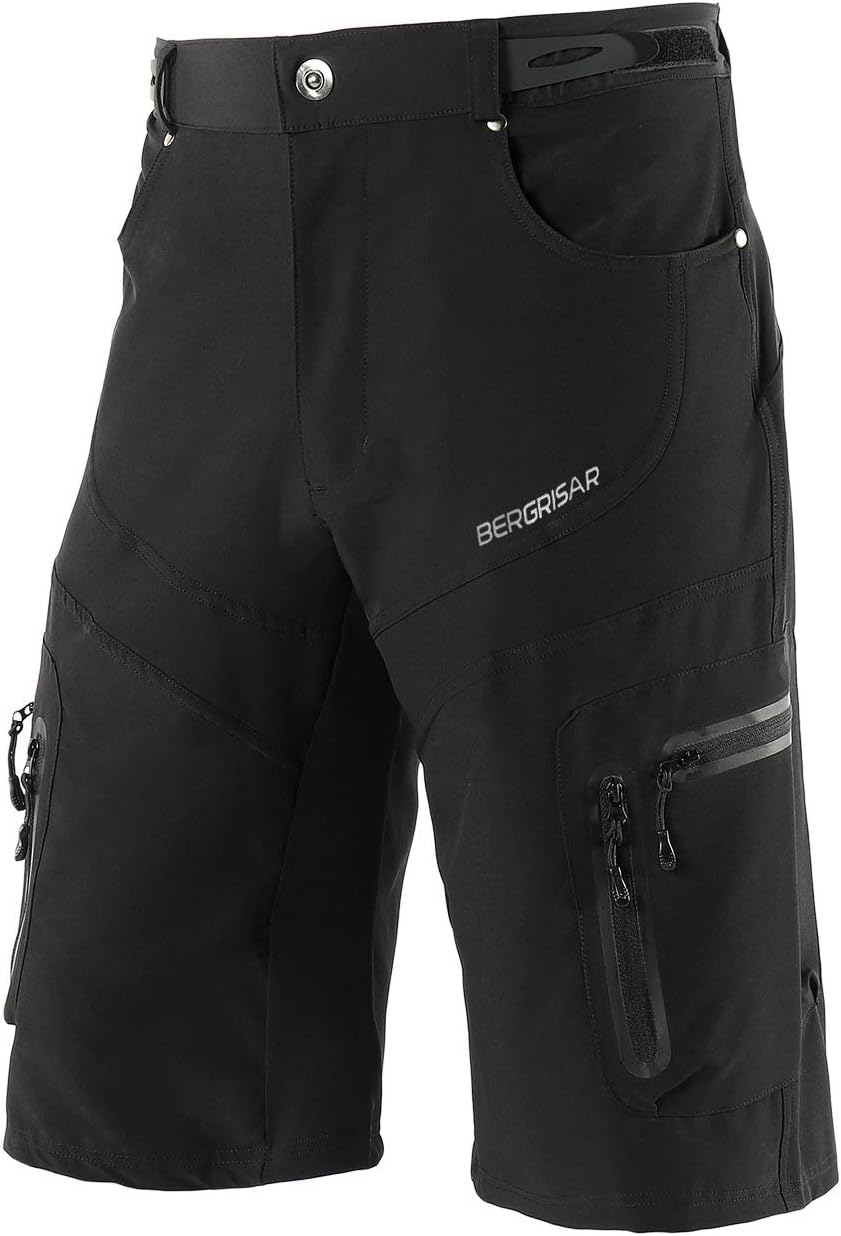 BERGRISAR Men's Cycling Shorts Mountain Bike Shorts Bicycle Shorts Biking Shorts Zipper Pockets 1806BG