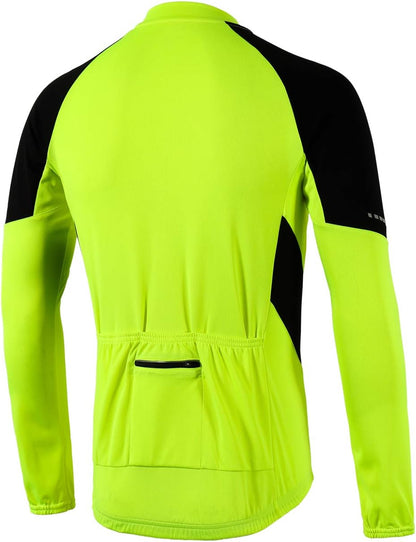 BERGRISAR Men's Basic Cycling Jerseys Long Sleeves Bike Bicycle Shirt Zipper Pockets BG012