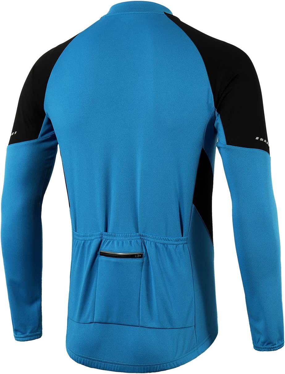 BERGRISAR Men's Basic Cycling Jerseys Long Sleeves Bike Bicycle Shirt Zipper Pockets BG012