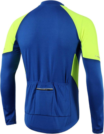 BERGRISAR Men's Basic Cycling Jerseys Long Sleeves Bike Bicycle Shirt Zipper Pockets BG012