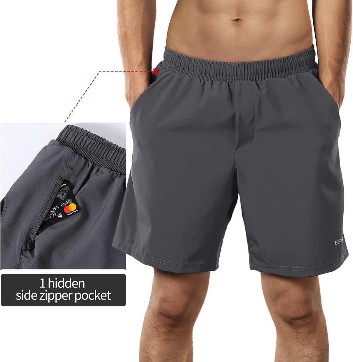 Short De Sport 2 En 1 BERGRISAR Homme Avec Poches - Confort Et Performance 17,8 Cm