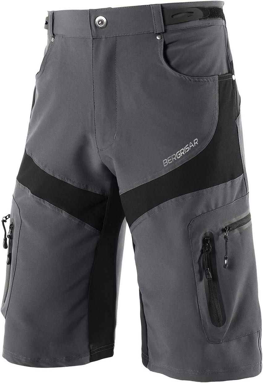 BERGRISAR Men's Cycling Shorts Mountain Bike Shorts Bicycle Shorts Biking Shorts Zipper Pockets 1806BG