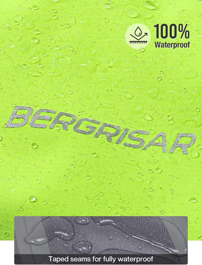 BERGRISAR Men's Cycling Rain Jacket Waterproof Cycling Windbreaker Bike Bicycle Jacket Running Hood Rain Coat